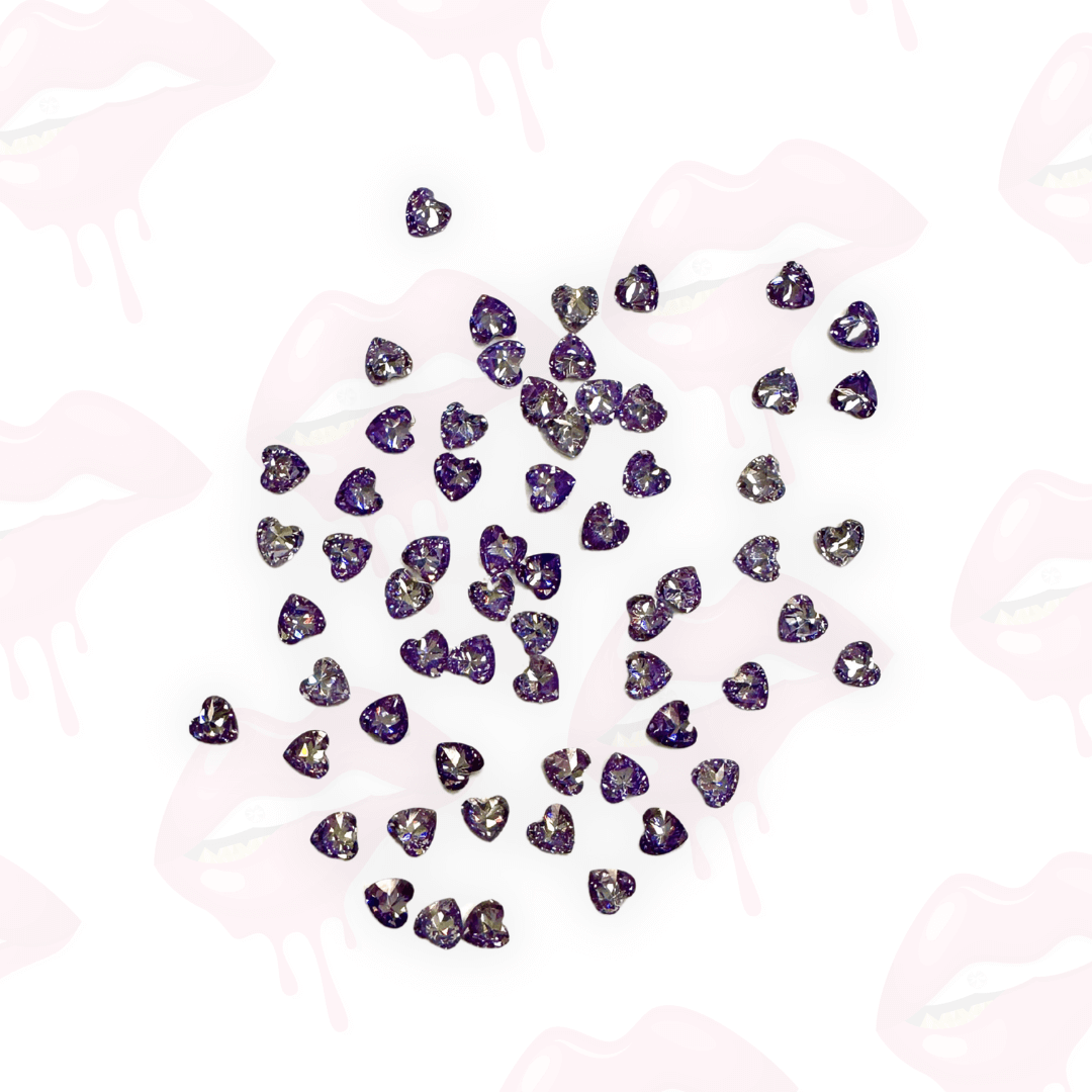 Mini Hearts - White, Pink, Purple, AB (50 Pieces)