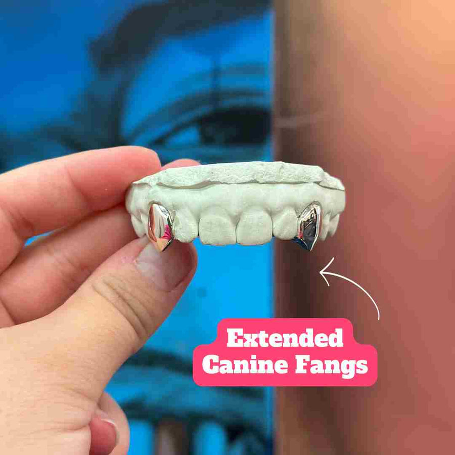 Extended Fang Canines with Back Bar - Grillz Australia
