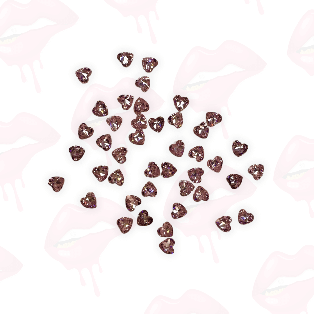 Mini Hearts - White, Pink, Purple, AB (50 Pieces)