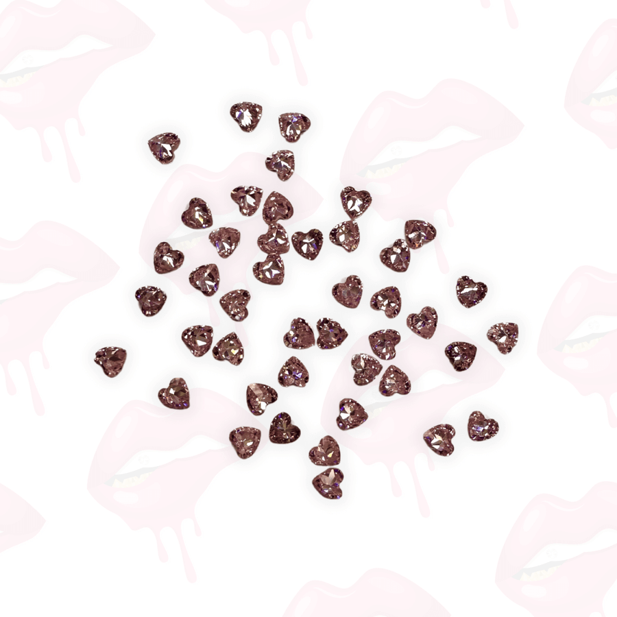 Mini Zirconia Hearts - Pink  (50 Pieces)