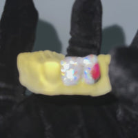 2 Pieced Iced Out Grillz with Opal Inlay - Grillz Australia