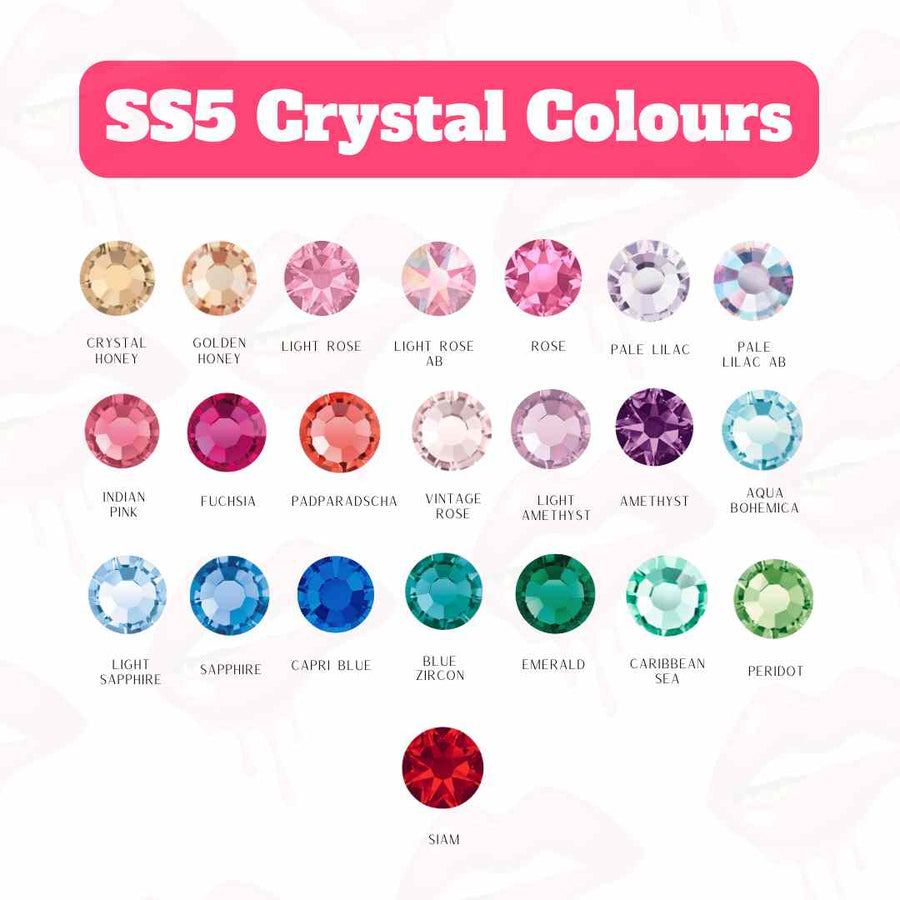 SS5 Crystal Tooth Gem Colour Range