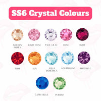 SS6 Crystal Tooth Gem Colour Range