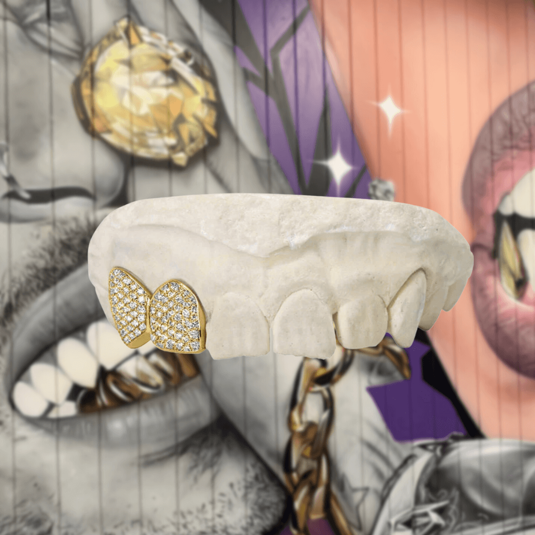 Gold grillz with real 2025 diamonds